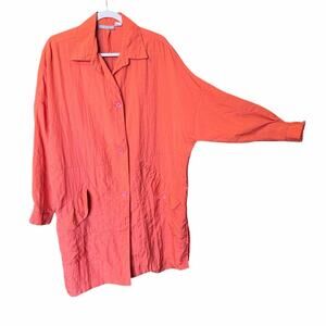Vintage Condor 100% nylon Orange jacket L lagenlook artsy Hong Kong button front